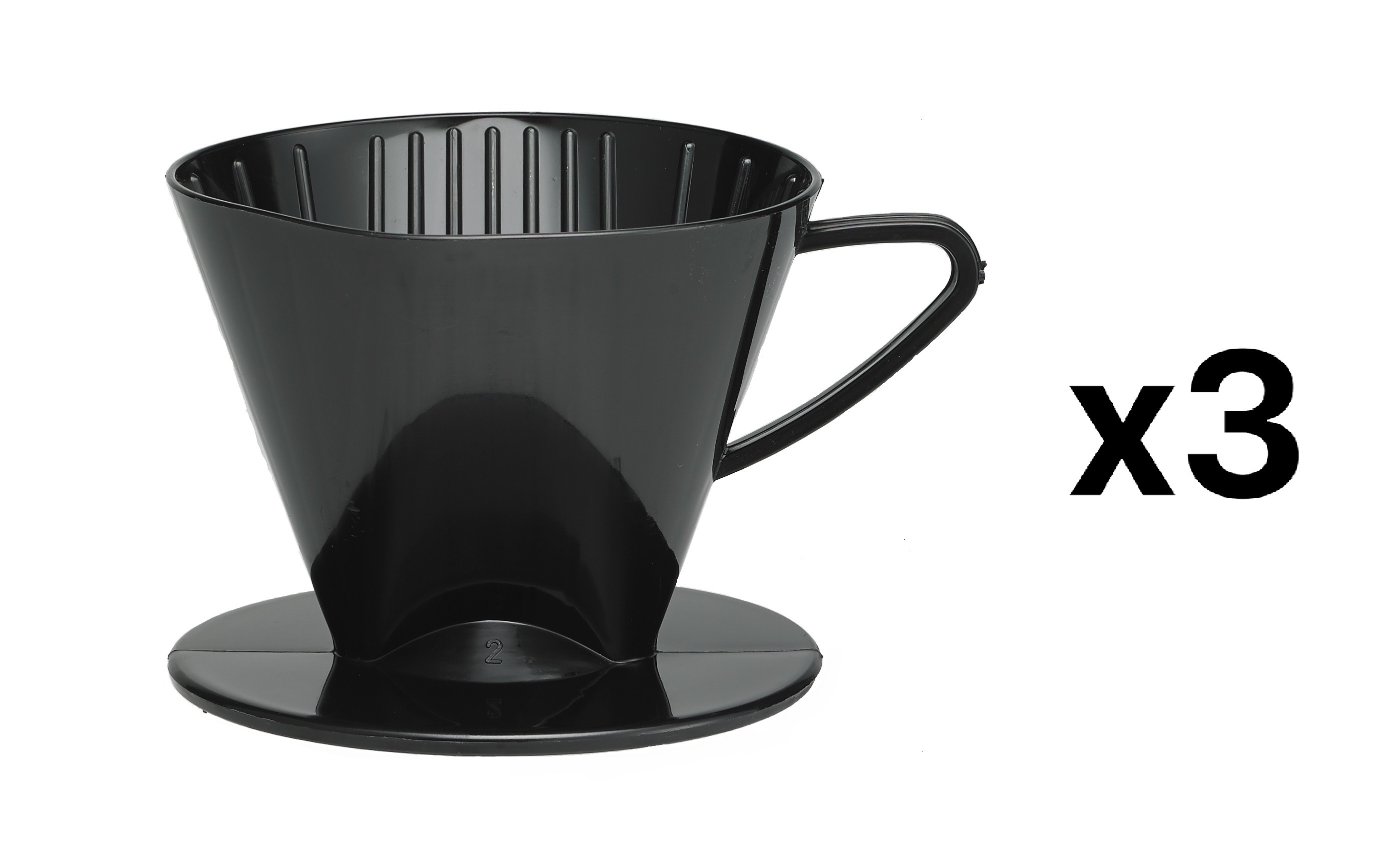 HIC Plastic Coffee Filter Cone 2 Pour Over Coffee Brewing, Black (Pack